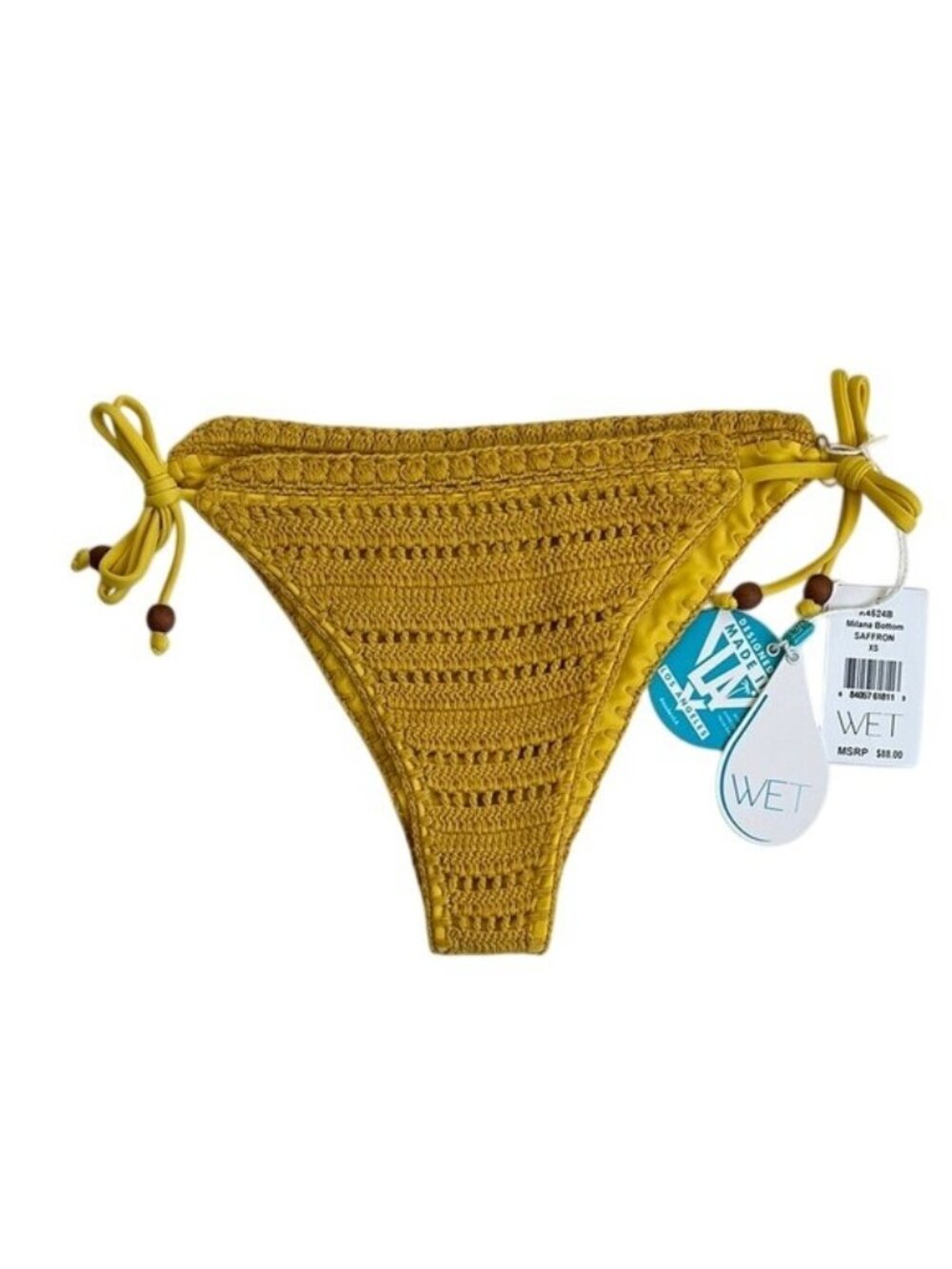 WET SWIMWEAR Crochet Milana Bikini Bottom in Saffron - XS